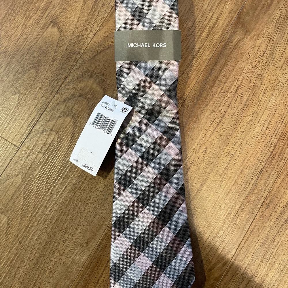 Michael Kors Men's Classic Gingham Check Tie Pink